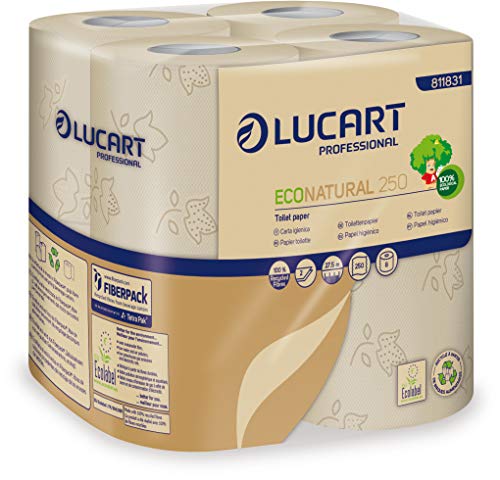 EcoNatural Toilettenpapier 2-lagig, Havanna, 64 Rollen (250 Blatt/Rolle) von Lucart Professional
