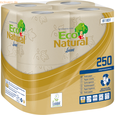 Lucart Eco Natural Toilettenpapier 811831 2-lagig 250 Blatt 64 Rollen von Lucart