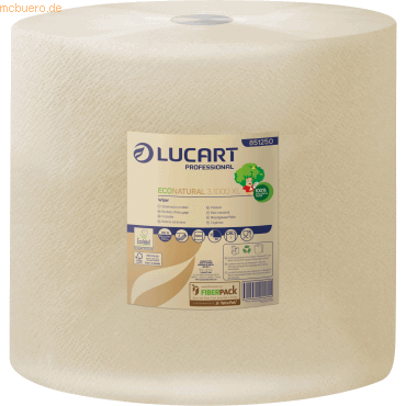 Lucart Putztuchrolle Eco Natural 851250 3-lagig 36x36cm 1.000 Blatt von Lucart