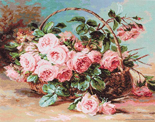 Luca-S B547 Korb mit Rosen Kreuzstichset, Baumwolle, mehrfarbig, 42,5x34cm von Luca-S