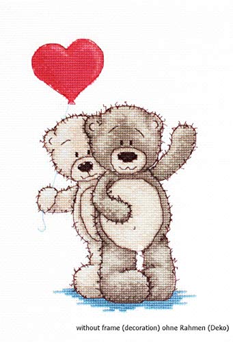 Luca-S Bruno und Bianca mit dem Luftballon Kreuzstichset, Baumwolle, Mehrfarbig, 11x18cm Luca-S Bruno und Bianca mit dem Luftballon Kreuzstichset, Baumwolle, Mehrfarbig, 11x18cm von LUCAS