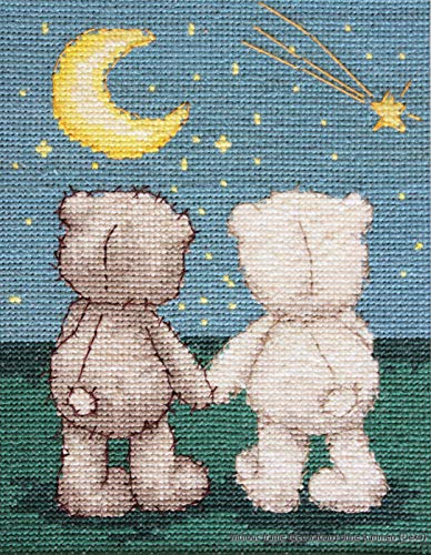 Luca-S Bruno und Bianca mit dem Mond Kreuzstichset, Baumwolle, Mehrfarbig, 12,5x15,5cm von Lucas