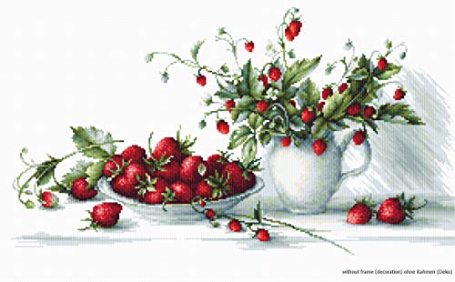 Luca-S Erdbeeren Kreuzstichset, Baumwolle, Mehrfarbig, 40,5x22,5cm von LUCAS