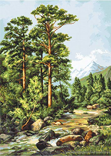 Luca-S Gebirgsfluss Kreuzstichset, Baumwolle, Mehrfarbig, 34x47,5cm von LUCAS