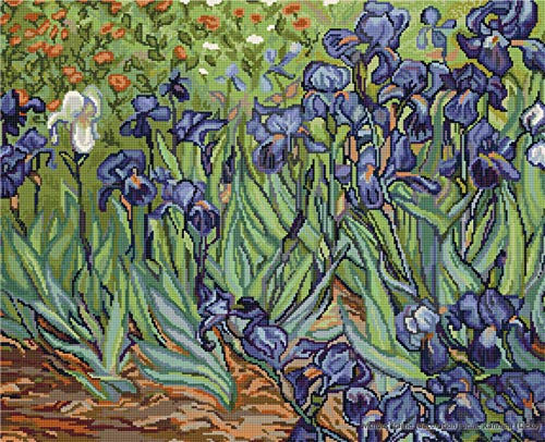 Luca-S Iris von Van Gogh Kreuzstichset, Baumwolle, Mehrfarbig, 42,5x34cm von Luca-S