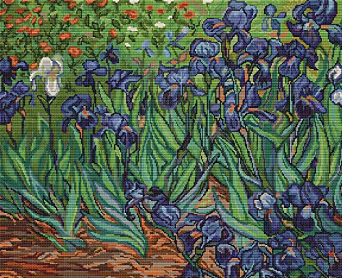 Luca-S Iris von Van Gogh Kreuzstichset, Baumwolle, Mehrfarbig, 42,5x34cm von Luca-S