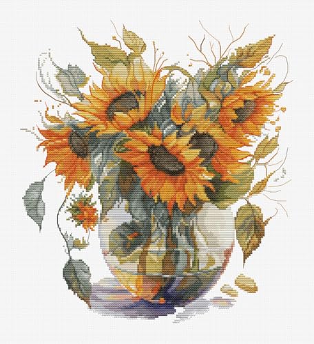 Luca-S Kreuzstich Stickpackung Vase mit Sonnenblume Zählmuster von Luca-S