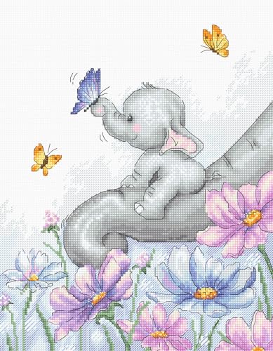 Lucas Kreuzstich Set "Elefant mit Schmetterling", Zählmuster, 19x23cm, Mehrfarbig Lucas Kreuzstich Set "Elefant mit Schmetterling", Zählmuster, 19x23cm, Mehrfarbig von Luca-S