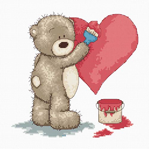 Luca-S Bruno Teddybär mit einem Herzen Kreuzstichset, Baumwolle, Mehrfarbig, 17,5x17cm Luca-S Bruno Teddybär mit einem Herzen Kreuzstichset, Baumwolle, Mehrfarbig, 17,5x17cm von LUCAS