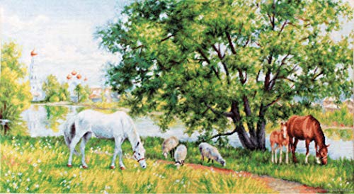 Luca-S Pastoral Kreuzstichset, Baumwolle, Mehrfarbig, 63,5x34cm von Luca-S