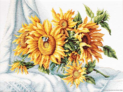 Luca-S Sonnenblumen Kreuzstichset, Baumwolle, Mehrfarbig, 33,5x25,5cm von Luca-S