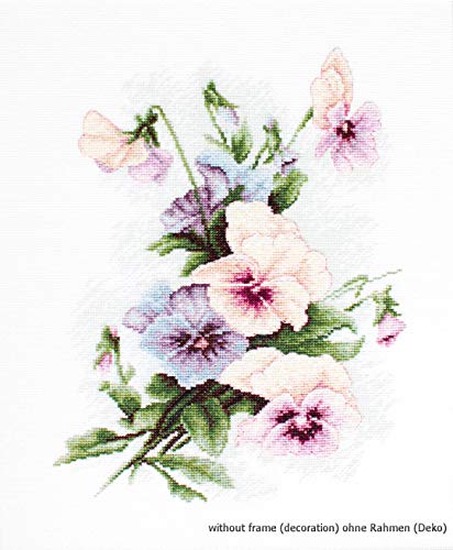 Luca-S Stiefmütterchen rosa Kreuzstichset, Baumwolle, Mehrfarbig, 21,5x27,5cm von LUCAS