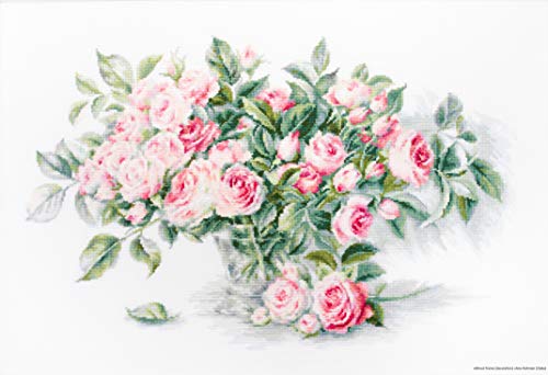 Luca-S Strauß rosa Rosen Kreuzstichset, Baumwolle, Mehrfarbig, 31x20cm von Luca-S