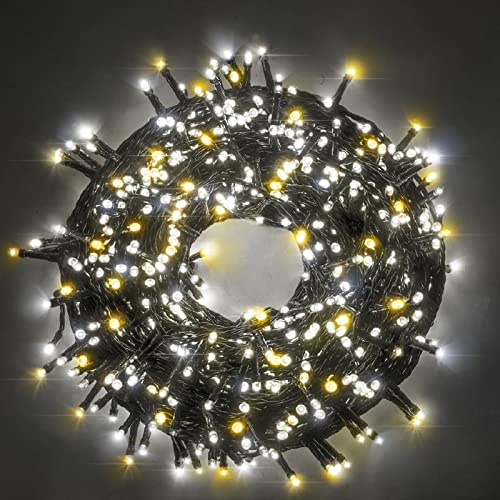 Luccika Weihnachtslichterkette mit LED-Lichtern auf grünem Kabel für den Innen- und Außenbereich 31 V Controller mit 8 Lichtspielen und Speicher (Eisweiß + Warmweiß, 5 Meter mit 100 LEDs) Luccika Weihnachtslichterkette mit LED-Lichtern auf grünem Kabel für den Innen- und Außenbereich 31 V Controller mit 8 Lichtspielen und Speicher (Eisweiß + Warmweiß, 5 Meter mit 100 LEDs) von Luccika