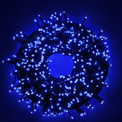 Luccika LED-Lichterkette, 8 Lichtspiele, Grünes Kabel, 31V, Innen- und Außenbereich (Blau, 9M 180LED) von Luccika