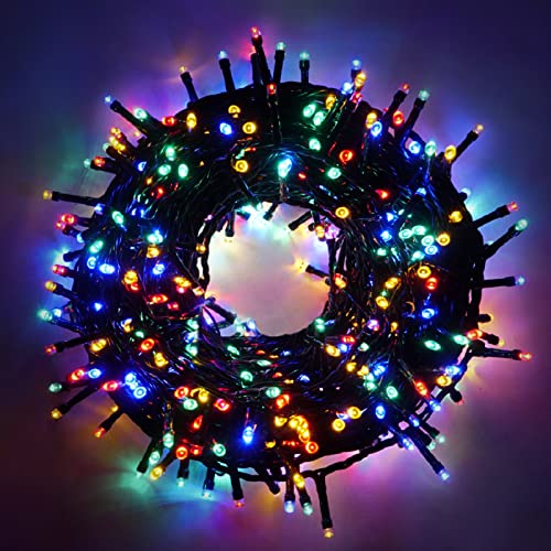 Luccika LED-Lichterkette, 8 Lichtspiele, Grünes Kabel, 31V, Innen- und Außenbereich (Mehrfarbig, 50M 1000LED) von Luccika