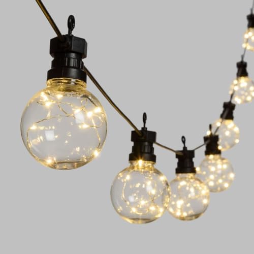 Luccika Lichterkette 5 Meter mit 10 Vintage-Glühbirnen, natürliches Weiß, 4000 K, mit LEDs auf Kupferdraht, Lichterkette für Party, Geburtstag, Hochzeit, Garten, Innen- und Außenbereich Luccika Lichterkette 5 Meter mit 10 Vintage-Glühbirnen, natürliches Weiß, 4000 K, mit LEDs auf Kupferdraht, Lichterkette für Party, Geburtstag, Hochzeit, Garten, Innen- und Außenbereich von Luccika