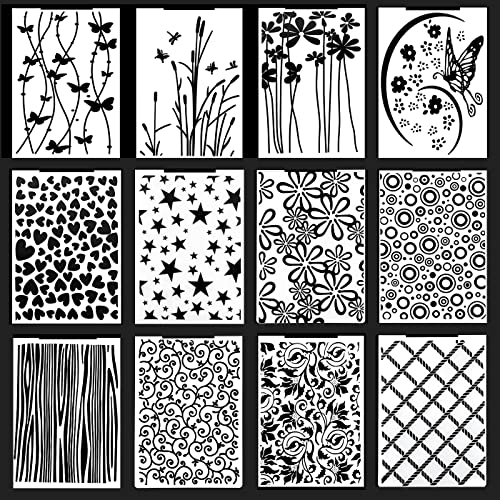 12 Stück Prägeschablone Kunststoff Prägefolder,Plastic Embossing Folders for Card Making Photo Album Scrapbooking Decoration, Grass and Wood(14.8 x 10.5 cm) von Luccyle