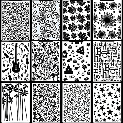 12 Stück Prägeschablone Kunststoff Prägefolder Transparent Embossing Folder Waschbar Prägeordner for Card Making Photo Album Scrapbooking Decoration, Grass and Wood(14.8 x 10.5 cm) (Stil 2) von Luccyle