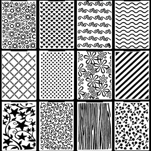 12 Stück Prägeschablone Kunststoff Prägefolder Transparent Embossing Folder Waschbar Prägeordner for Card Making Photo Album Scrapbooking Decoration, Grass and Wood(14.8 x 10.5 cm) (Stil 3) von Luccyle