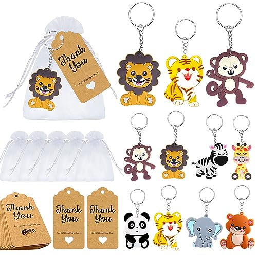 Luccyle 24 Sets Mini Schlüsselanhänger,Tier Schlüsselanhänger mit Kraft Tags und weiße Organza Taschen,Babyparty als Gastgeschenk,Dschungel Party Kinder Geburtstag Geschenk Luccyle 24 Sets Mini Schlüsselanhänger,Tier Schlüsselanhänger mit Kraft Tags und weiße Organza Taschen,Babyparty als Gastgeschenk,Dschungel Party Kinder Geburtstag Geschenk von Luccyle