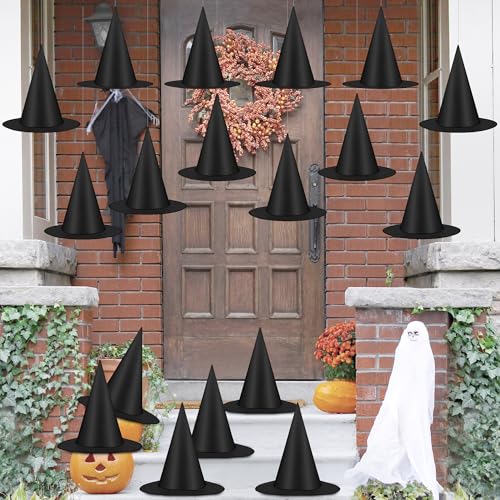 Hexenhüte Halloween-Dekoration, schwarzer Hexenhut, verdickte hängende Hexenhüte für Veranda mit 100 m langem Seil, Hexenkostüm-Zubehör, Halloween-Dekorationen für drinnen und draußen, Veranda, 20 Hexenhüte Halloween-Dekoration, schwarzer Hexenhut, verdickte hängende Hexenhüte für Veranda mit 100 m langem Seil, Hexenkostüm-Zubehör, Halloween-Dekorationen für drinnen und draußen, Veranda, 20 von Luces