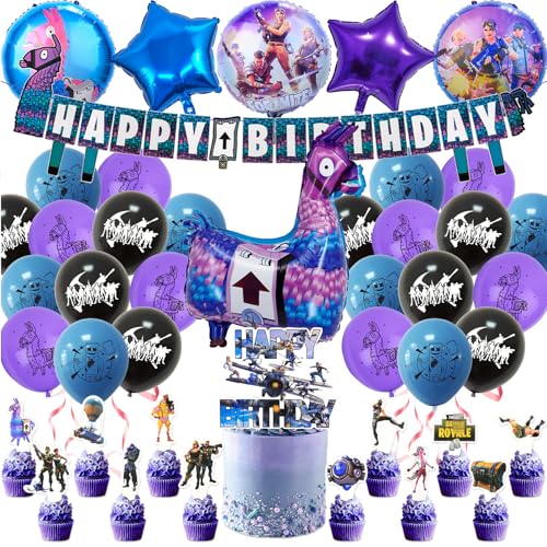 Balloon decration2 Luftballon Geburtstagsdeko Jungen- 32 Pcs Videospiel Geburtstag Deko Set mit Gamer Ballon Cake Toppers Birthday Banner Folienballon für Kindergeburtstag Party Supplies von Luchild