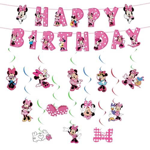 Luchild 14PCS Minnie Maus Geburtstag Deko Mädchen Mini Maus Bunting Girlande Hängende Deko Rosa Geburtstagsdeko Swirl Decorations Happy Birthday Banner für Mickey Kindergeburtstag Thema Party Deko Luchild 14PCS Minnie Maus Geburtstag Deko Mädchen Mini Maus Bunting Girlande Hängende Deko Rosa Geburtstagsdeko Swirl Decorations Happy Birthday Banner für Mickey Kindergeburtstag Thema Party Deko von Luchild