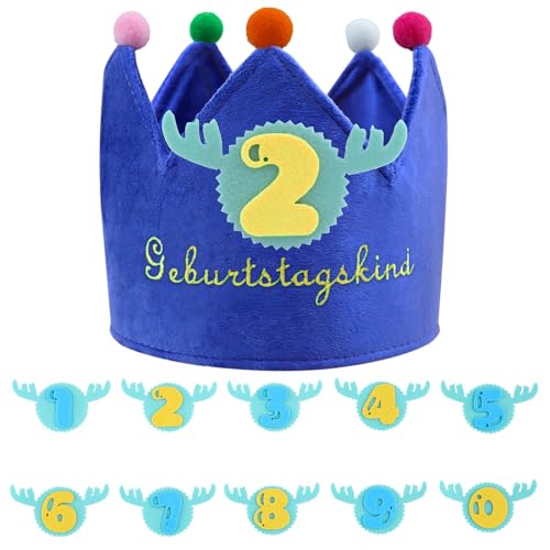 Luchild Geburtstagskrone Musselin mit Zahlen, Krone Geburtstag Jungen Mädchen Kinder Partyhüte,Party Deko für den Kindergeburtstag, mit Zahlen von 0-9 von Luchild