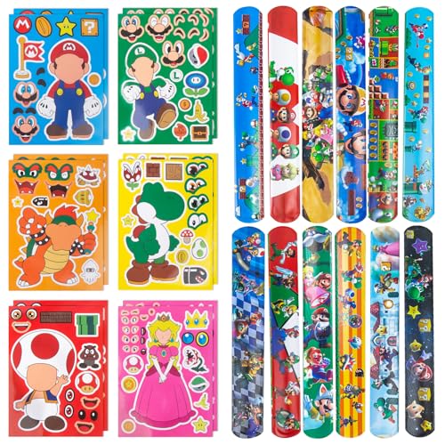 Luchild 24Pcs Mitgebsel Kindergeburtstag Ma- Rio Spielzeug Set mit 12 DIY Sticker Aufkleber 12 Schnapparmband für Geschenk Bros Give Aways Kinder Super Geburtstag Deko Party Zubehör Jungen Mädchen Luchild 24Pcs Mitgebsel Kindergeburtstag Ma- Rio Spielzeug Set mit 12 DIY Sticker Aufkleber 12 Schnapparmband für Geschenk Bros Give Aways Kinder Super Geburtstag Deko Party Zubehör Jungen Mädchen von Luchild
