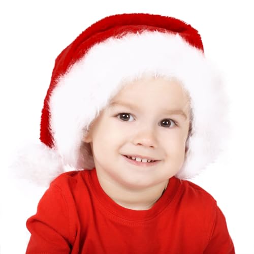 Luchild Weihnachtsmann MüTze Kinder Rote Santa Mütze Bequemes Dicker partyhüte Baby WeihnachtsmüTze, Outfit aus Samt für festliche Partys im neuen Jahr von Luchild