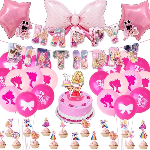 Prinzessin Luftballons Geburtstag Deko Madchen Rosa Bar-Bie Geburtstagsdeko Ballon Barbi Girlande Folienballon Happy Birthday Banner Tortendeko für Kindergeburtstag Barbi Party Zubehör Supplies Deko Prinzessin Luftballons Geburtstag Deko Madchen Rosa Bar-Bie Geburtstagsdeko Ballon Barbi Girlande Folienballon Happy Birthday Banner Tortendeko für Kindergeburtstag Barbi Party Zubehör Supplies Deko von Luchild