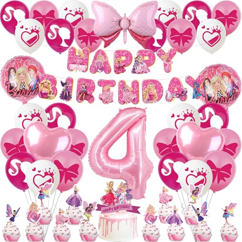 Barbi Geburtstagsdeko Mädchen 4 Jahre Kindergeburtstag Deko- Rosa Prinzessin Balloon Geburtstag Deko Happy Birthday Banner Luftballons Girlande Tortendeko Folienballon für Kinder Ballon Party Deko Barbi Geburtstagsdeko Mädchen 4 Jahre Kindergeburtstag Deko- Rosa Prinzessin Balloon Geburtstag Deko Happy Birthday Banner Luftballons Girlande Tortendeko Folienballon für Kinder Ballon Party Deko von Luchild