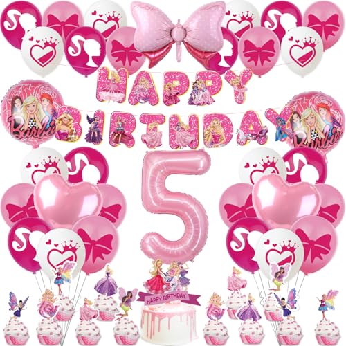 Barbi Geburtstagsdeko Mädchen 5 Jahre Kindergeburtstag Deko- Rosa Prinzessin Balloon Geburtstag Deko Happy Birthday Banner Luftballons Girlande Tortendeko Folienballon für Kinder Ballon Party Deko Barbi Geburtstagsdeko Mädchen 5 Jahre Kindergeburtstag Deko- Rosa Prinzessin Balloon Geburtstag Deko Happy Birthday Banner Luftballons Girlande Tortendeko Folienballon für Kinder Ballon Party Deko von Luchild