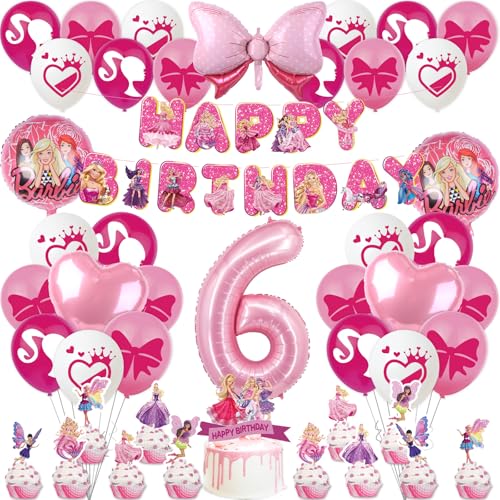 Barbi Geburtstagsdeko Mädchen 6 Jahre Kindergeburtstag Deko- Rosa Prinzessin Balloon Geburtstag Deko Happy Birthday Banner Luftballons Girlande Tortendeko Folienballon für Kinder Ballon Party Deko Barbi Geburtstagsdeko Mädchen 6 Jahre Kindergeburtstag Deko- Rosa Prinzessin Balloon Geburtstag Deko Happy Birthday Banner Luftballons Girlande Tortendeko Folienballon für Kinder Ballon Party Deko von Luchild