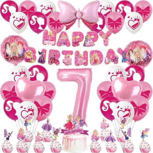 Barbi Geburtstagsdeko Mädchen 7 Jahre Kindergeburtstag Deko- Rosa Prinzessin Balloon Geburtstag Deko Happy Birthday Banner Luftballons Girlande Tortendeko Folienballon für Kinder Ballon Party Deko Barbi Geburtstagsdeko Mädchen 7 Jahre Kindergeburtstag Deko- Rosa Prinzessin Balloon Geburtstag Deko Happy Birthday Banner Luftballons Girlande Tortendeko Folienballon für Kinder Ballon Party Deko von Luchild