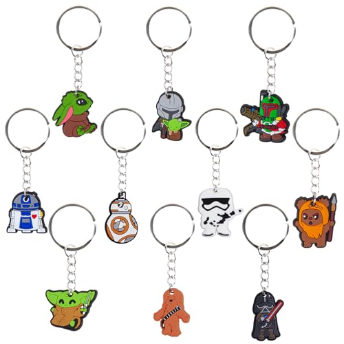 Star Krieg Schlüsselanhänger Kinder- 10pcs Sterne Wars Mitgebsel Kindergeburtstag Anime Schlüsselringe Silikon Schlüsselbund Anhänger für Party Supplies Give Aways Kindergeburtstag Yoda Fans Spielzeug Star Krieg Schlüsselanhänger Kinder- 10pcs Sterne Wars Mitgebsel Kindergeburtstag Anime Schlüsselringe Silikon Schlüsselbund Anhänger für Party Supplies Give Aways Kindergeburtstag Yoda Fans Spielzeug von Luchild