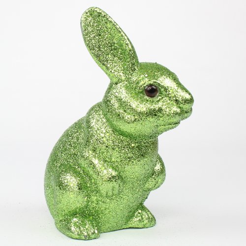 Osterhase Hase Ostern Osternest Kunststoff Glitzer Glitter stehend, 15 cm grün von Lucht