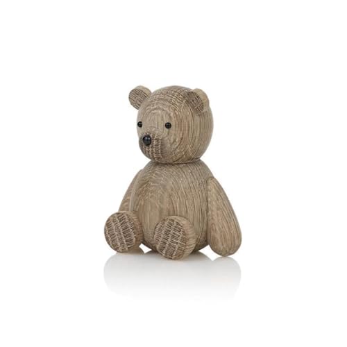 Lucie Kaas Skjode Holzfigur Teddybär 9cm, aus Eichenholz gefertigt, TE01OAS, Braun von Lucie Kaas
