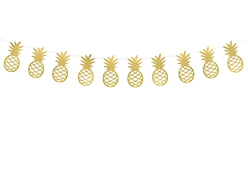 Girlande Ananas 13x150cm DIY Banner Papiergirlande Kindergeburtstag Geburtstag Partydeko Gold von PartyDeco