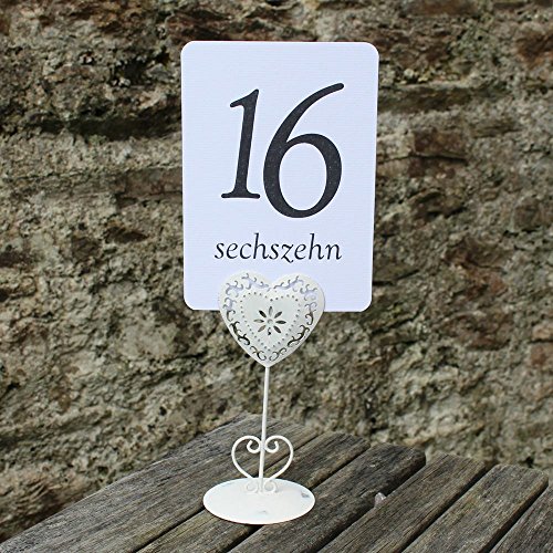 Weiß Hochzeit Tisch Zahlen – Deutsch –, einzelne Karte – 1–16 Schwarz Zahlen von Luck and Luck