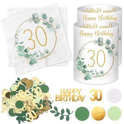 20 Stück Servietten 30 Geburtstag+ 12 Stück Windlicht Tischdeko 30 Geburtstag + 100 Stück Konfetti 30 Geburtstag Deko Grün, Deko 30. Geburtstag Frau Mann, 30 Jahre Happy Birthday Tischdeko Eukalyptus 20 Stück Servietten 30 Geburtstag+ 12 Stück Windlicht Tischdeko 30 Geburtstag + 100 Stück Konfetti 30 Geburtstag Deko Grün, Deko 30. Geburtstag Frau Mann, 30 Jahre Happy Birthday Tischdeko Eukalyptus von Luckeey