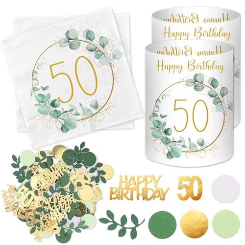 20 Stück Servietten 50 Geburtstag+ 12 Stück Windlicht Tischdeko 50 Geburtstag + 100 Stück Konfetti 50 Geburtstag Deko Grün, Deko 50. Geburtstag Frau Mann, 50 Jahre Happy Birthday Tischdeko Eukalyptus 20 Stück Servietten 50 Geburtstag+ 12 Stück Windlicht Tischdeko 50 Geburtstag + 100 Stück Konfetti 50 Geburtstag Deko Grün, Deko 50. Geburtstag Frau Mann, 50 Jahre Happy Birthday Tischdeko Eukalyptus von Luckeey