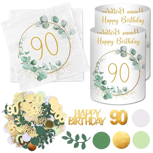 20 Stück Servietten 90 Geburtstag+ 12 Stück Windlicht Tischdeko 90 Geburtstag + 100 Stück Konfetti 90 Geburtstag Deko Grün, Deko 90. Geburtstag Frau Mann, Eukalyptus Tisch Deko 90 Jahre 20 Stück Servietten 90 Geburtstag+ 12 Stück Windlicht Tischdeko 90 Geburtstag + 100 Stück Konfetti 90 Geburtstag Deko Grün, Deko 90. Geburtstag Frau Mann, Eukalyptus Tisch Deko 90 Jahre von Luckeey