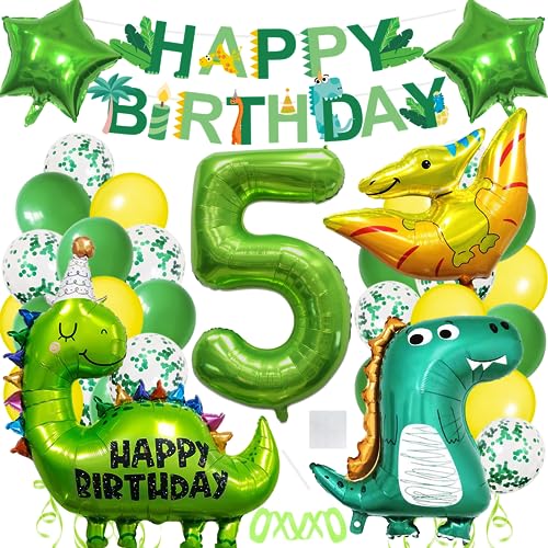 Kindergeburtstag Dino Geburtstag Deko 5 Jahre, Geburtstagsdeko 5 Jahr Jungen, Dinosaurier Geburtstag Deko, Dino Luftballon für Dino Party Kindergeburtstag Deko Geburtstag Junge von Luckeey
