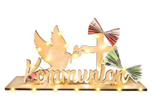 Geldgeschenk Kommunion mit LED Lichterkette, Holz Kommunion Geschenke für Mädchen Jung, Kommunionsgeschenk Erstkommunion Geschenke Geldgeschenk Kommunion mit LED Lichterkette, Holz Kommunion Geschenke für Mädchen Jung, Kommunionsgeschenk Erstkommunion Geschenke von Luckeey