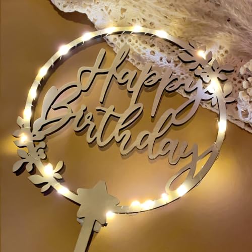Happy Birthday Tortendeko aus Holz Cake Topper, Kuchen Deko Geburtstag mit LED Lichterkette,Tortendeko Geburtstag Kuchen Topper, Happy Birthday Deko Happy Birthday Tortendeko aus Holz Cake Topper, Kuchen Deko Geburtstag mit LED Lichterkette,Tortendeko Geburtstag Kuchen Topper, Happy Birthday Deko von Luckeey