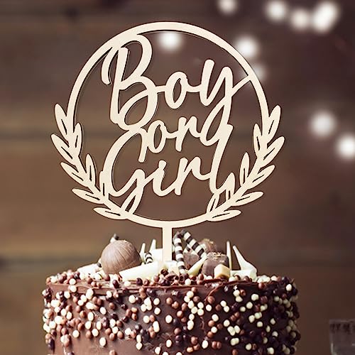 Girl or Boy Tortendeko Holz Cake Topper, Boy or Girl Deko, Kuchendeko für Gender Reveal Party Baby Shower Babyparty von Luckeey