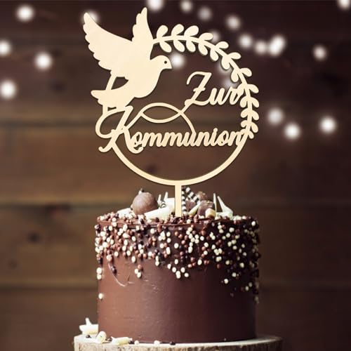 Tortendeko Kommunion, Cake Topper Zur Kommunion aus Holz, Kommunion Torten Topper, Erstkommunion Deko Junge Mädchen Geschenke Gastgeschenke, Kommunionsgeschenke von Luckeey