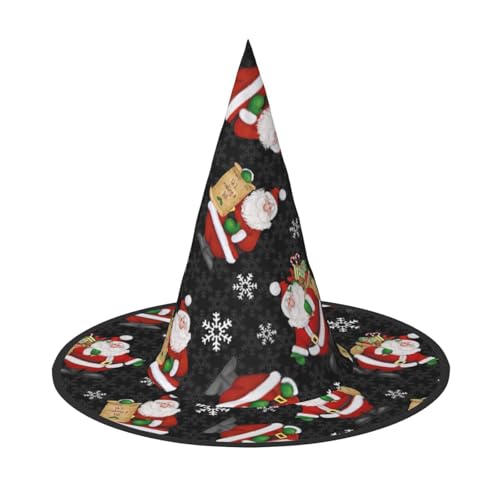 Frohe Weihnachten Happy Print Halloween Hexenhut Einzigartiger Steeple Top Kostüm Hut für Party Festival Dekoration von Luckily&Day